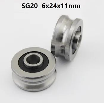 100ks/veľa SG20 6x24x11 mm U groove valčekové ložiská navi wheel kladka guľkové ložisko sprievodca sledovať 6*24*11 mm