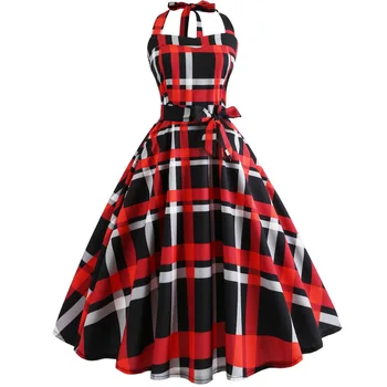 2018 Nové Letné Šaty Žien S Uväzovaním Za Patchwork Vintage Šaty Plus Veľkosť Strany Bežné Šaty Feminino Rockabilly Šaty Swing Vestidos