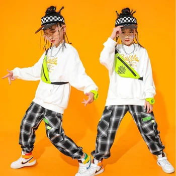 Deti Hip Hop Oblečenie Biela Mikina s Kapucňou, Bežecké Nohavice pre Dievčatá Chlapci Jazz Tanečné Kostýmy Spoločenský Tanec Oblečenie Nosiť