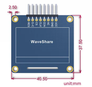 1.3 palcový OLED (A) SPI/I2C rozhrania, zakrivené/horizontálne pinheader SH1106 Ovládač LED Čip,Modrá farba,široký Viditeľný Uhol