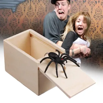 1 Ks Drevených Žart Spider Vydesiť Box Prípade Vtip Realisticky Zábavné Prekvapenie Gag Hračka