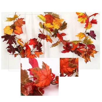 1 Ks Jeseň, Javorové Listy Garland Jeseň Visí Rastlín pre Domáce Záhradné Steny Dverách Pozadie Krb Dekorácie