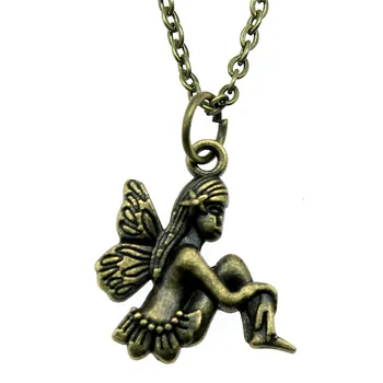 1 Kus Náhrdelníky Pre Ženy Motýľ Prívesok Anjel Náhrdelník 22x20mm Antickej Bronzovej Farbe Módne Šperky