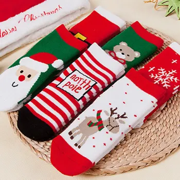 1 Pár Bavlna Deti Cartoon Vianočné Ponožky Bežné Baby, Dievčatá, Chlapcov Zimná Vločka Jeleň Vytlačené Ponožky Deti Vianočný Darček