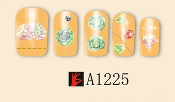 1 karta nechty umenie Kaktus Vody, Nálepky na Nechty, Nálepky Zelená Rastlina Leaf Vodoznak Vločky Jazdca Tetovanie Nail Art Tipy na Dekorácie