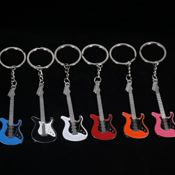 1 ks Klasická Gitara Keychain Auto Kľúč Reťazca Krúžok na Hudobné Nástroje Pre Muža, Ženy Darček veľkoobchod striebornej farby s príveskom
