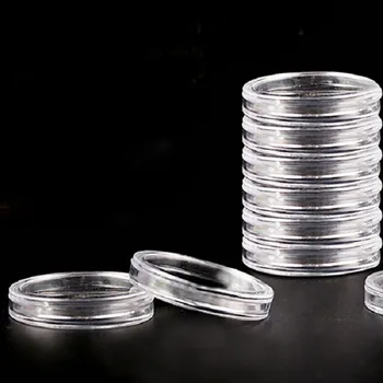 10 KS/veľa Transparentné Mince Displej Držiak Uplatňovať Jasné Kolo Prípadoch Mince Skladovanie Kapsule 23 mm