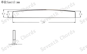 10 Ks A032B Lvory-Biela String Most Sedlo pre Akustickú Gitaru - 74*3*7.5-6.7 MM, Vyrobené z Plastu