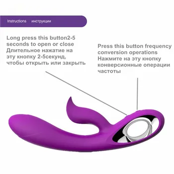 10 Rýchlosti Nabíjateľná Králik vibrátory Dvojité Upozorňuje AV prútik sex produkt Čarovná palička masér Sexuálne Hračky pre Ženy