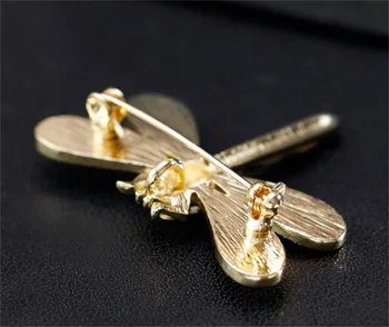 10 ks/veľa doprava zadarmo Jednoduché, Elegantné smalt Crystal Drahokamu Dragonfly Hmyzu Brošňa Kolíky