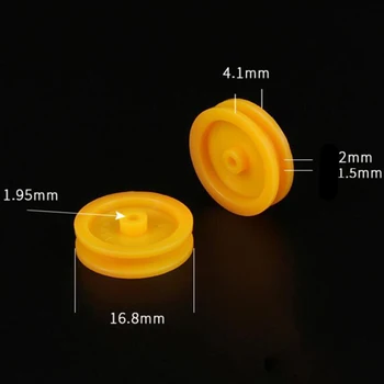 100 Ks 16.8-2A Kladka Žltý Kotúč Plastové Priemer 16.8 mm 2 mm Hriadeľ Tesný Inštalácia
