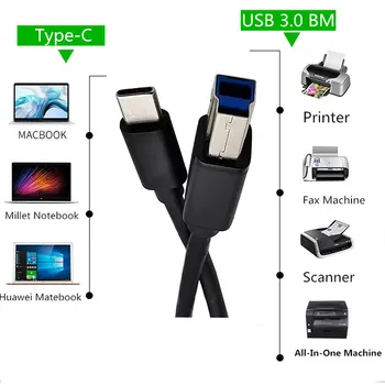 100 cm USB kábla k Tlačiarni za Kábel USB Typ B Samec BM na Male USB 3.0 Kompatibilné pre Fax, Skener Hub, Všetko V Jednom 1m
