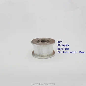 100KS/bal 3D tlačiarne kladka 2GT 32 zuby Nečinnosti, kladka pre pás šírky 10 mm vŕtanie 5mm s kolesom a bez kolesa