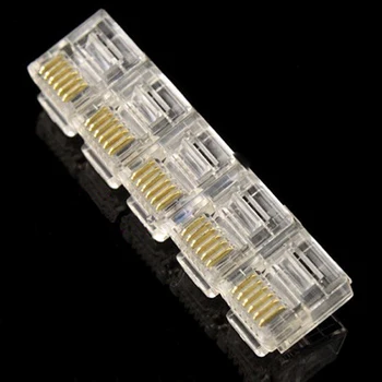100ks 6P6C RJ12 Kristal Hoofd Modulaire Plug Vergulde Netwerk Konektor Voor Effen Váš Kabels Konektory