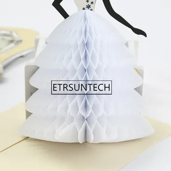100ks Biela Princezná Pozvánka 3D Honeycomb Násobne Môžete Postaviť Na Stôl Svadby, Narodeniny Dodávky Vďaka Karty pre ubytovaných Hostí