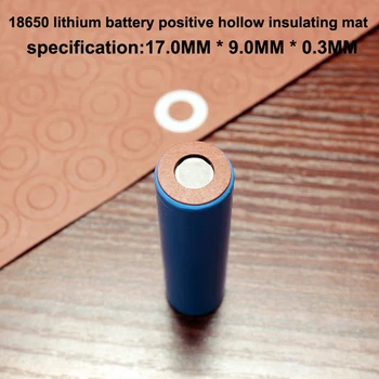 100ks/veľa Lítiová Batéria 18650 Pozitívne Duté Izolačné Podložky Červené Ploché Tip Izolované Povrchu Mat Meson 17*9.0*0.3 mm