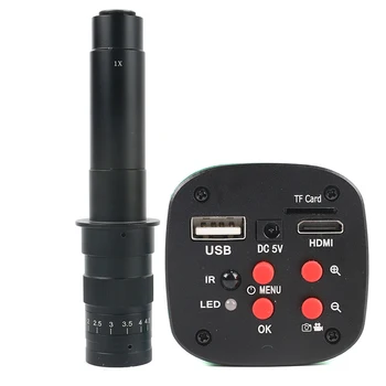 1080P 16MP Snímač SONY HDMI USB Priemyselné Laboratóriá PCB Spájkovanie TF Video Mikroskopom Kamera + 100x 180x 300x C Mount Objektív + 144 LED