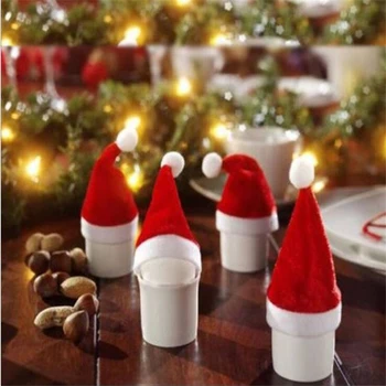 10Pcs/Pack Mini Vianočné Hat Vianoce Lízatko Klobúk Mini Svadobný Dar Tvorivé Čiapky Vianočný Strom Ornament Dekor Santa Claus Klobúk