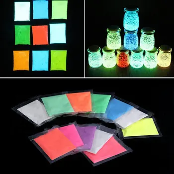10Pcs/Set Luminiscenčných Prášok Fosfor Pigment Pre Kutilov, Dekorácie, Farby Tlače Svietiť V Tme jemný Prach Party Dekorácie 7A0079