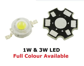 10pc 1W 3W High power LED Červená Zelená Žltá Modrá Teplá Biela jas perličiek 3.4-3.6 v, + 10PCS hliníkový radiátor board vysokej kvality
