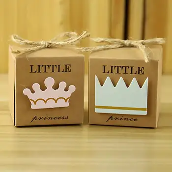 10pc/veľa Malý Princ Malý Princezná Koruny Candy Boxy Baby Sprcha Novorodenca Candy Box Krásne Babyshower Strany Darčekové Krabice