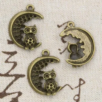 10pcs Charms Mesiac Sova 27x20mm Antické Bronzové Strieborná Farba Prívesky DIY Náhrdelník Remesiel, Takže Zistenia Ručne vyrábané Šperky Tibetskej