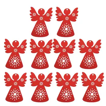 10pcs Nádherné Angel Prívesok Vianočný Strom Decor Drevené Remeselné Strana Dodávky (Červená)