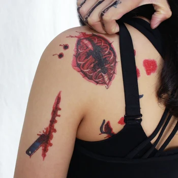 11PCS/30PCS Halloween Nepremokavé Dočasné Tetovanie Pre Lady Ženy 3d Skutočnosti Upír Krv, Jazvy, Tetovanie Dizajn Nálepky