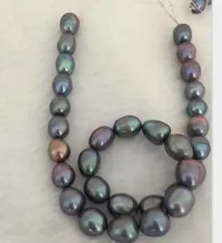 12-13mmTahitian barokový zelená čierna perlový náhrdelník 18