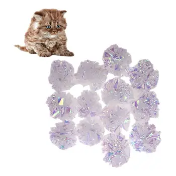 12Pcs Hračiek pre Mačky Mylar Crinkle Loptu Cat Hračka Interaktívna Zvuk Krúžok Papier Mačiatko Hranie Lopty Pet Mačka Produkty
