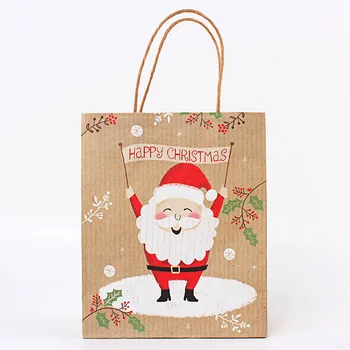 12pcs Veľké Kraft Papier Taška Vianočné Darčekové Tašky s Rukoväťou Papierové Tašky na Balenie Prítomné Strany, Vianočné Dekorácie