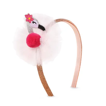 12pcs doplnky, Módne Roztomilý Lesk Panda Králik Swan Flamingo Hairbands Gázy Kvetinový Pom Pom Chlpov Palice Princezná pokrývku hlavy