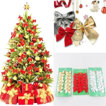 12pcs/set Nádherné Ozdoby na Vianočné stromčeky Vianočné Bowknot Visí Dekor Darčeky Domáce Dekorácie Domov Decore
