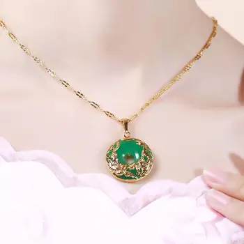 14 karátové Zlato Náhrdelník Emerald Prívesky pre Ženy Luxusné Colgante De 925 Mujer Green Jade Emerald Prívesok Topaz Drahokam, Náhrdelníky