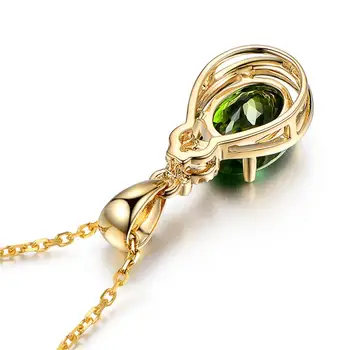 14k zlata farba emerald malý prívesok, náhrdelníky pre ženy, green crystal kamene, diamanty vintage bijoux strany šperky choker