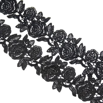 15 Dvore/Veľa Black Rose Páse s nástrojmi Čipky Textílie Pre Svadobné Dekorácie DIY Plavidlá Nášivka Výšivky Čalúnenie Šitie Odevu Dodávky