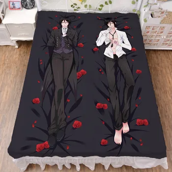 150x200cm Anime Čiernom Butler Kuroshitsuji znaky Sebastian Michaelis mlieko vlákniny posteľ list & flanelové deka letná deka