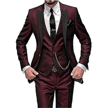 16 Farieb 2020 Mužov, Svadobné Obleky, Nohavice s 3 Ks Obleky Mužov Smoking Muž Vyhovuje Slim Fit Prom Kostým Homme(Bunda+Nohavice+Vesta)