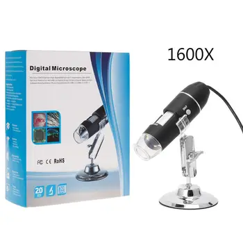 1600X USB Digitálny Mikroskop Fotoaparát Endoskopu 8LED zväčšovacie sklo s Držte Stojan