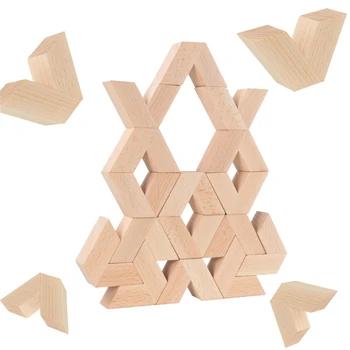 16pcs Tvaru Veľké Prírodné Drevené 3D Stavebné Bloky, Hračky Dieťa Unpaint Drevené Q6PD