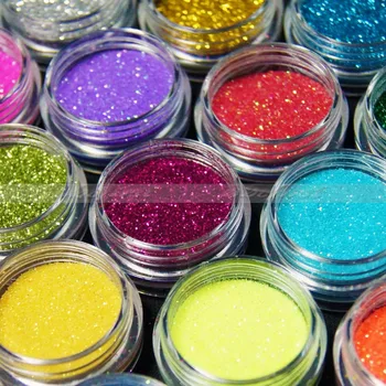 18 Farebné/Pack Nail Art Gél Na Nechty, Glitter Svietiť, Lesklý Akryl Prášok Pre Nail Art Tipy Na Dekorácie