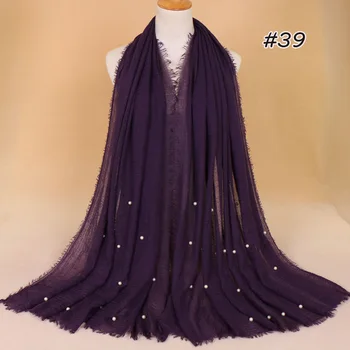 1PC Deep Purple Bavlnené Šatky Pre Ženy Monochromatické Nechtov Pearl Moslimských Pani Móda Šatku Jar jednotlivé Položky Šaty Príslušenstvo