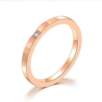 1PC Vysoko kvalitný 2/4 mm Veľkoobchod Jednoduché Crystal Krúžok Módny Rose Gold Ring Mužov a Žien Pár snubný Prsteň