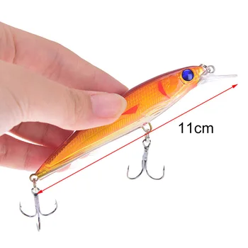 1PCS/lot Minnow Hard Bait with 3 Fishing Hooks Fishing Tackle Lure Fishing Lure 11 cm 13.4g