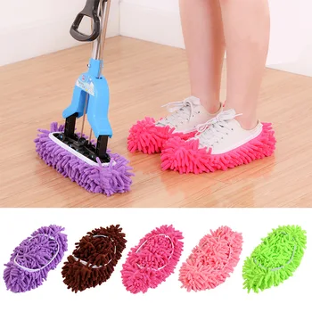 1Pair Papuče kryt lenivý topánky kryt snímateľný a umývateľný papuče kryt mop hlavu krytie pre domácnosť na čistenie handričkou