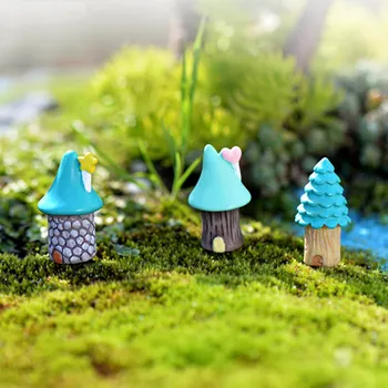 1Pcs Mini Farebné Živice Domu Stromy Micro Krajiny Víla, Záhradné Dekorácie Miniatúrne/Terárium Figúrky DIY Ozdoby
