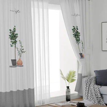 1pc Jednoduché Moderné Nordic štýl, Obývacia izba, Balkón, Spálňa Pol Blackout Závesy Domov Dekoratívne