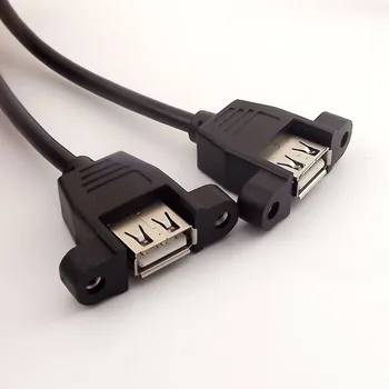 1pc USB 2.0 Muž, 2x USB Žena w/ Skrutky Panel Mount Y Splitter Adaptér, Kábel 30 cm