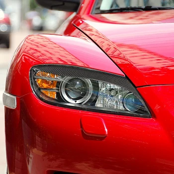 2 KS Uhlíkových Vlákien Auto Svetlometu Svetlomet Obočie, očné Viečka Výbava Kryt Nálepky na Mazda RX-8 RX8 2004-2008