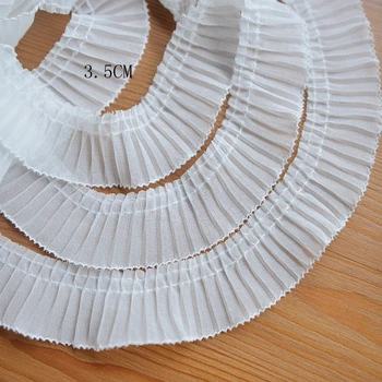 2 M/veľa Nádherné biele rias šifón skladaný čipky detské oblečenie dekoratívne čipky textílie materiál SC128